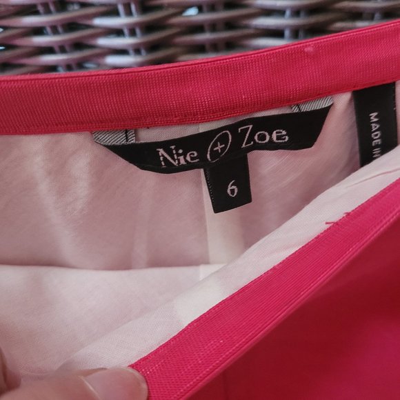 NIE + ZOE ~ Embroidered SUNFLOWERS Pink Flared Linen SKIRT ~ Size 6 ~ EUC - Picture 4 of 4